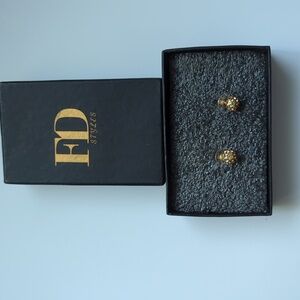 FD Styles Elegant Round Crystal Earrings in Rose Gold